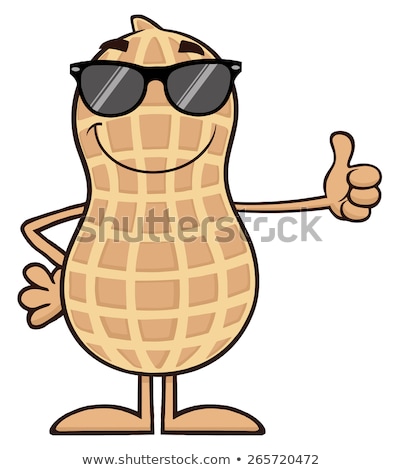 Foto stock: Smiling Peanut Cartoon Character With Sunglasses Giving A Thumb Up