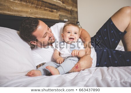 Zdjęcia stock: Portrait Of A Father With Her Nine Months Old Baby