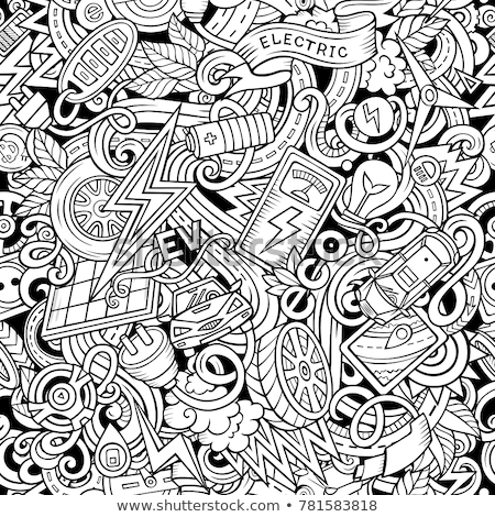 Cartoon Cute Doodles Hand Drawn Electric Vehicle Seamless Pattern Zdjęcia stock © balabolka