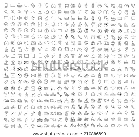 Stok fotoğraf: Business Line Icons Set On A White Background