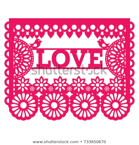 Valentines Day Vector Greeting Card - Love Mexican Folk Art Pattern With Flowers Hearts And Abstr Stock fotó © RedKoala