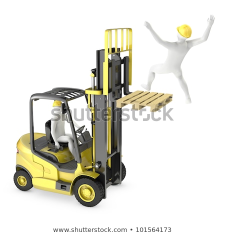 Stockfoto: Abstract White Man In A Fork Lift Truck