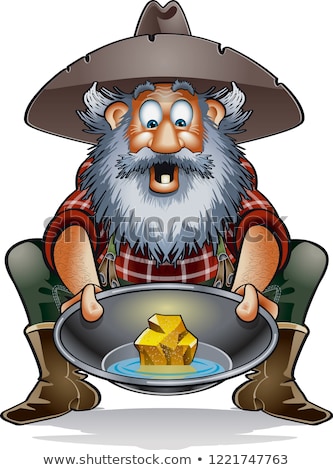 Stock photo: Cartoon Prospector With A Gold Nugget