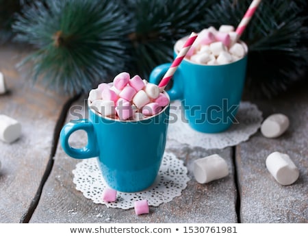 ストックフォト: Christmas Fir Tree And Hot Chocolate With Marshmallow