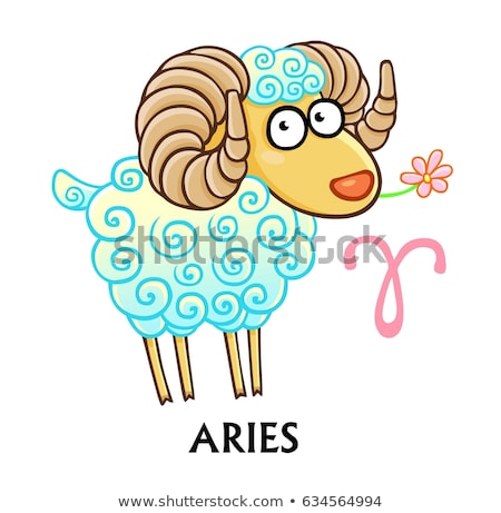 Foto stock: Blue Aries Or Ram Cartoon Icon Vector Illustration