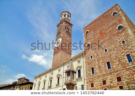 Stockfoto: Clock At Torre Dei Lamberti In Verona Italy