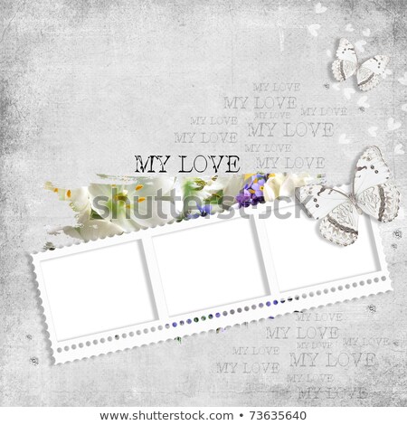 Stok fotoğraf: Old Papers And Grunge Filmstrip With Beautiful Roses
