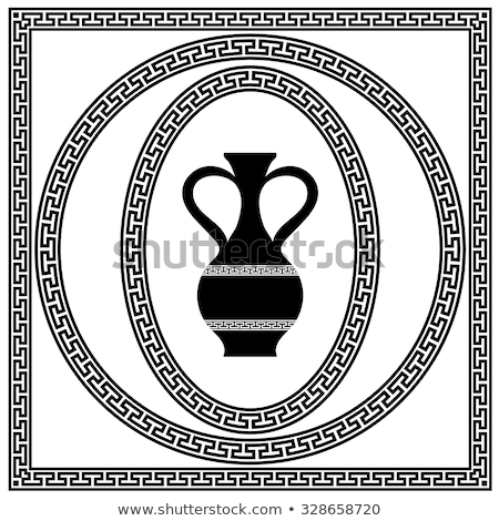 Frame And Amphora With Greek Ornament Meander Stock fotó © valeo5