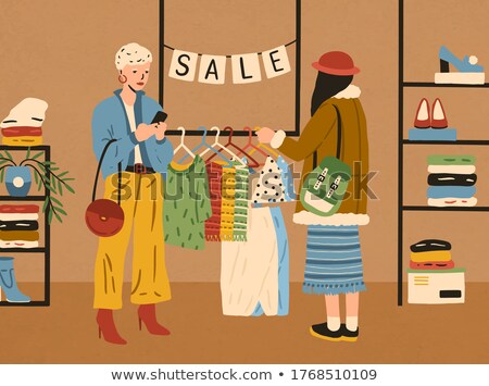 Zdjęcia stock: Girl Choosing Clothes Shopping In Boutique Vector