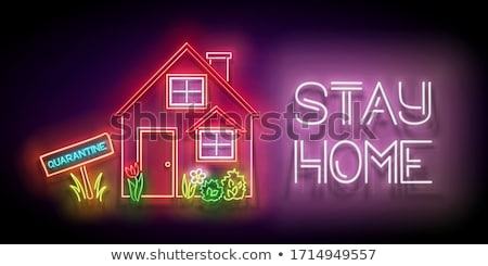 Stockfoto: House Red Roof And Flowerbed And Inscription