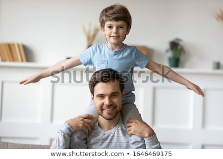 ストックフォト: Funny Portrait Of Two Friends Acting Flying