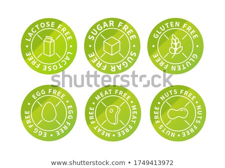 Stock fotó: Set Of Food Simple Bright Green Eco Icons Lactose Free Sugar Free Nuts Free Egg Free Meat Free