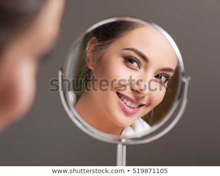 ストックフォト: Brunette Woman And Mirror