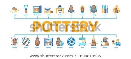 Foto stock: Pottery And Ceramics Minimal Infographic Banner Vector