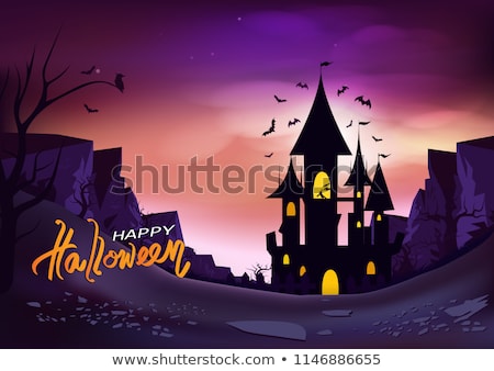 ストックフォト: Happy Halloween Night Wallpaper Vector Illustration