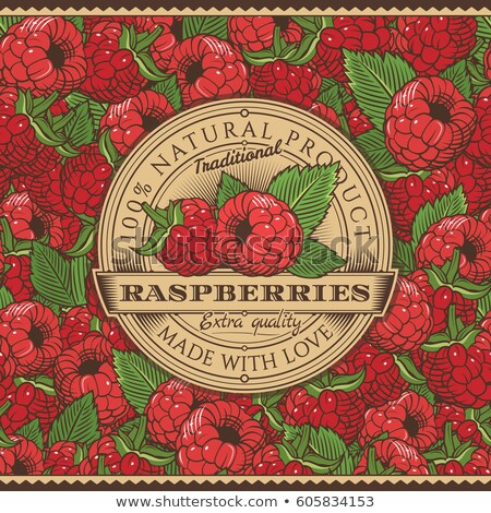 [[stock_photo]]: Vintage Raspberries Label On Seamless Pattern