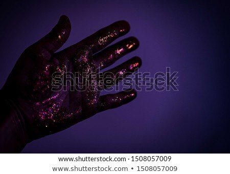 Stock fotó: Crop Hands In Vivid Golden Glitters