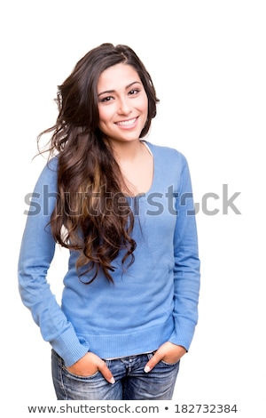 Foto stock: Fashion Look Of Beautiful Young Teen Over White Background