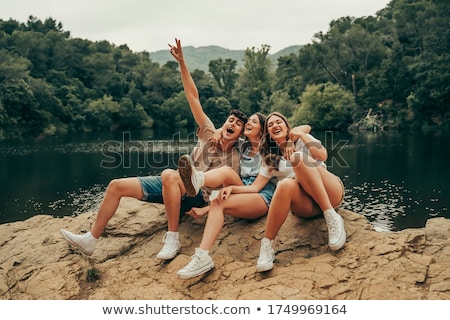 [[stock_photo]]: Portrait Of Three Girl Friends In Forest