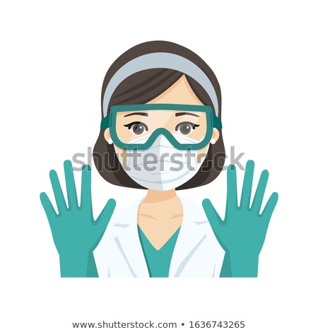 Foto d'archivio: Young Female Doctor Wearing The N95 Respiratory Protection Mask Glasses And Gloves Against Infecti