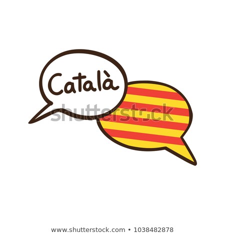 Stock foto: Two White Speech Bubbles With Spain And Catalonia Flags