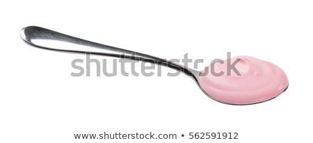 ストックフォト: Raspberry On A Spoon With Yogurt