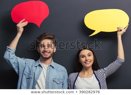 ストックフォト: Two Speech Bubbles On A Blackboard