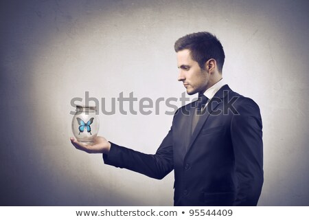 Stock photo: Butterflies On Male Hand