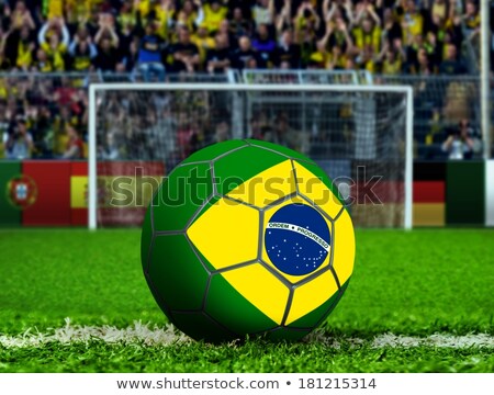 Foto stock: Brazil Ball With Goal Post And Crows