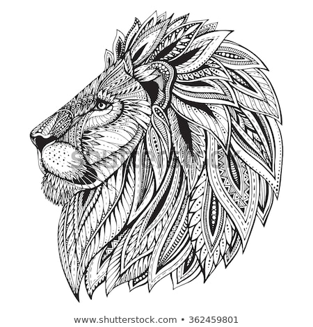 Stock fotó: Lion Head Ethnic Pattern