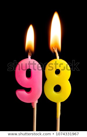 Stock fotó: Birthday Cake With Burning Candle Number 98