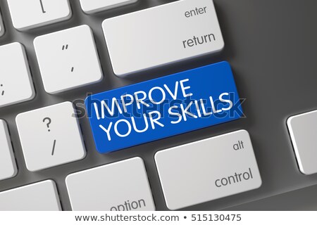 Stok fotoğraf: Improve Your Skills Closeup Of Blue Keyboard Button 3d