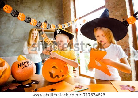 ストックフォト: Two Serious Young Women In Halloween Costumes