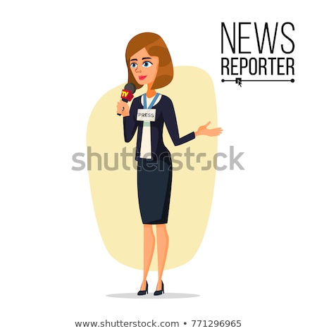 Stock fotó: Television Reporter Vector Reporter Girl Tv Transmission With A Reporter Flat Cartoon Illustratio