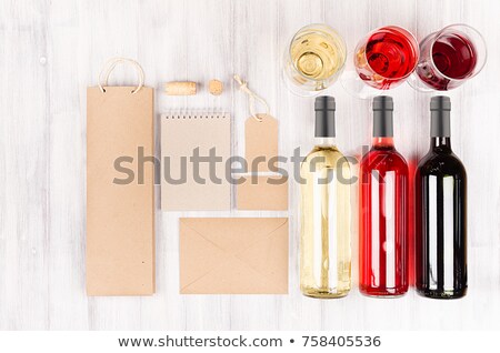 Zdjęcia stock: Corporate Identity Template For Wine Industry - Blank Packaging Stationery Set With Wine Glasses A