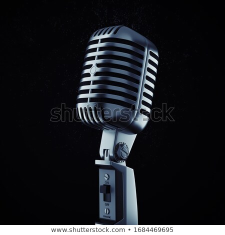 ストックフォト: Metal Studio Microphone With Curtains 3d Rendering