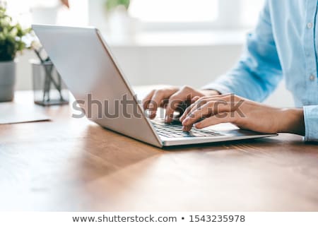 ストックフォト: Male Hands Typing On A Laptop Keyboard
