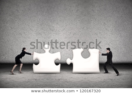 Foto d'archivio: Two Businesspeople Solving Jigsaw Puzzle