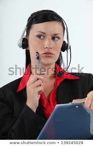 Foto stock: Call Centre Agent Considering Her Options