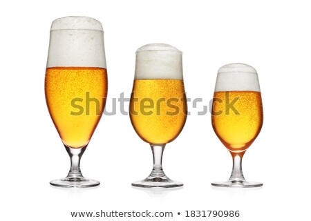 Stockfoto: Beer Collection Three Mugs Of Beer Pint On White