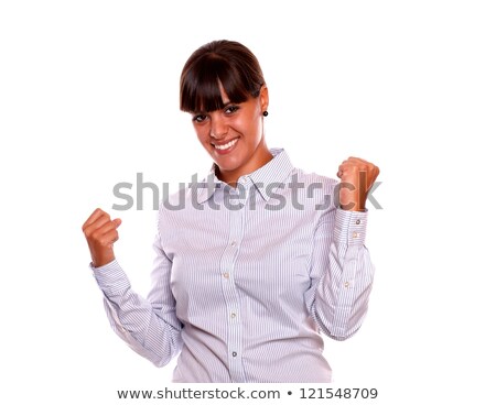 Stok fotoğraf: Positive Young Woman Celebreting A Victory