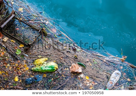 Сток-фото: Water Pollution Old Garbage And Oil Patches On River Surface