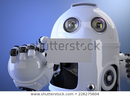 Stok fotoğraf: Robots Hand Showing Business Card Contains Clipping Path