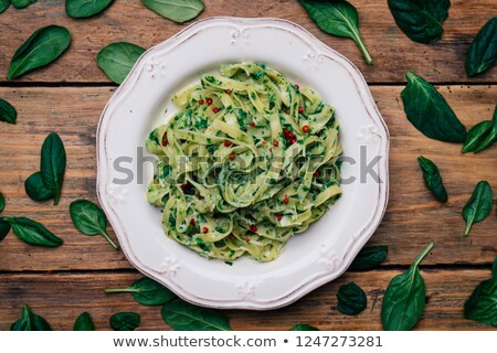 Foto stock: Fettuccine With Spinach