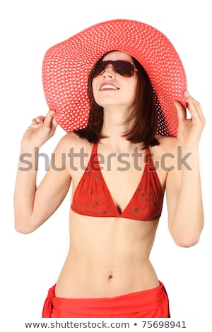 Stock photo: Woman In Swimming Suit And Pareo Isolated On White