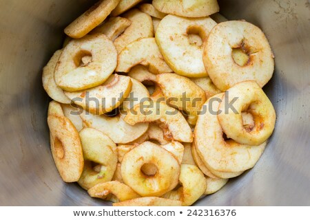 Stockfoto: Many Apple Slices In Metal Pan