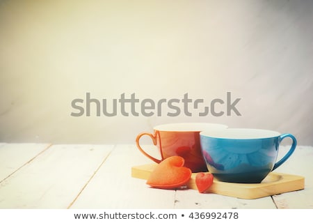 [[stock_photo]]: Black Coffee Espresso In Two Heart Shaped Cups Love Valentines Day Vintage
