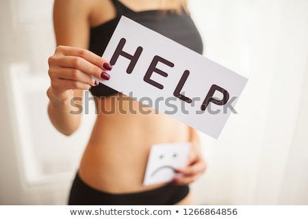 Foto stock: Girl And Unhealthy Stomach