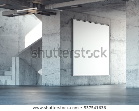 Foto stock: Concrete Stairway With Big Blank Billboard 3d Rendering