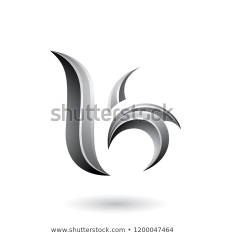 Foto d'archivio: Grey Glossy Leaf Shaped Letter B Or K Vector Illustration